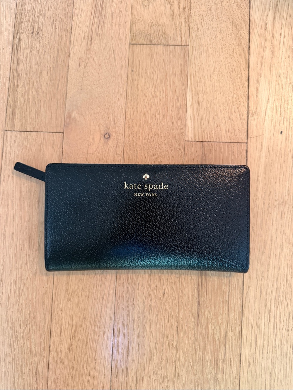 kate spade Black Pebbled Zip Continental Wallet